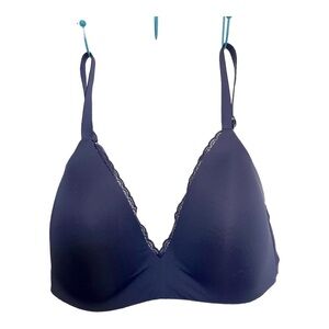 Aerie Women's Real Happy Lace Lined Wireless Bra Straps Navy Blue Size 36D‎